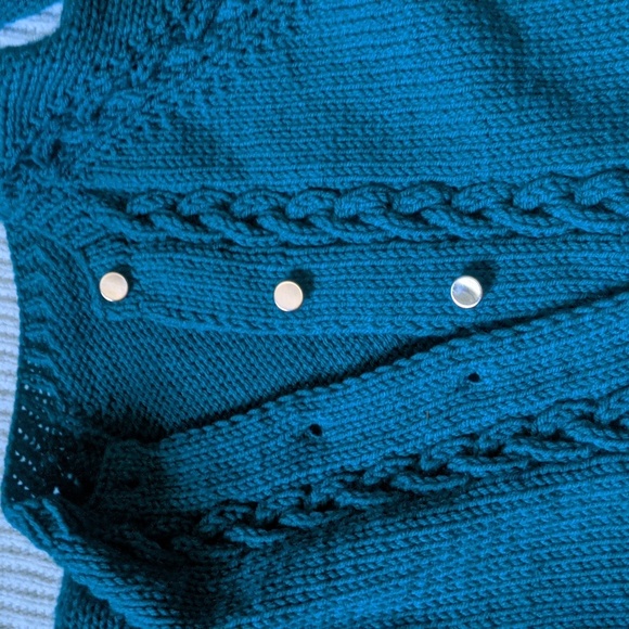 Handmade knitted cardigan sweater teal - Picture 4 of 4